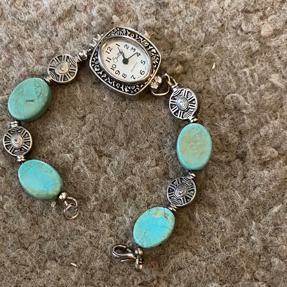 Swap Silver and Turquoise Bracelet Watch